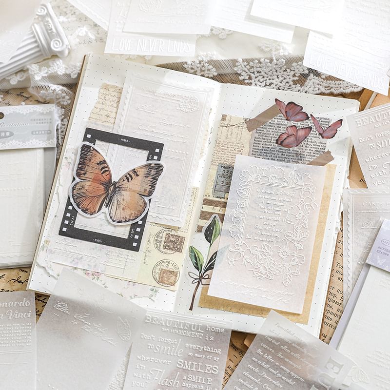 pinkjuava - Decoratief papier met reliëfletters voor dagboekachtergrond (verschillende ontwerpen)
