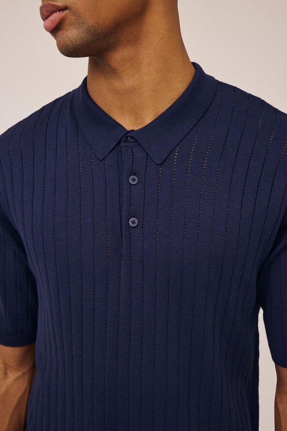 Magasin du Nord Collection Fabro 1 knit polo - EcoVero Night sky