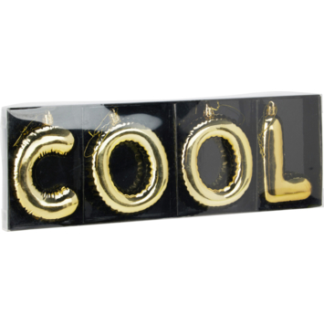 Kerstdecoratie ophangletters rood goud glas per woord/stuk