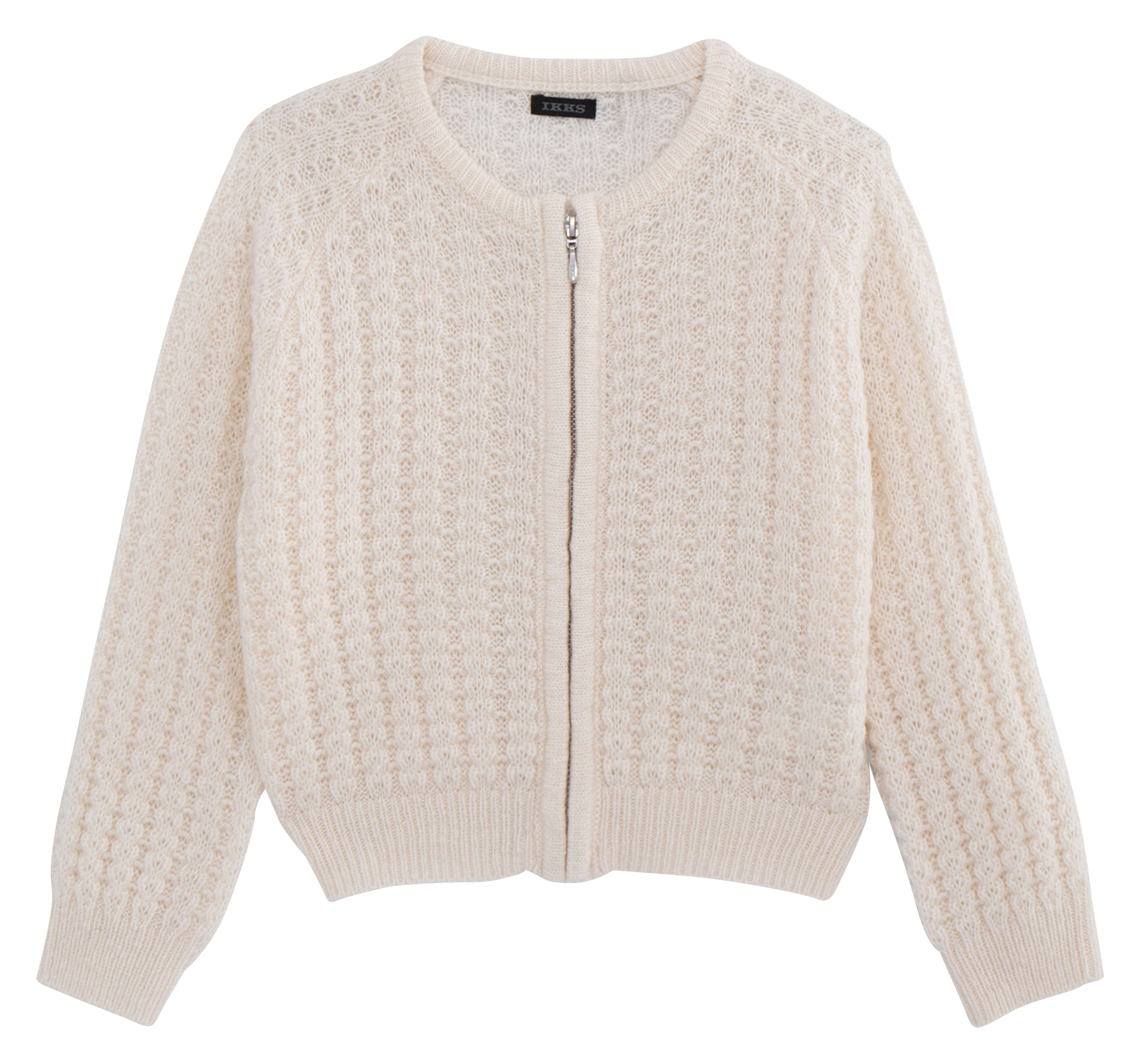 Cardigan col rond droit en maille | Doré