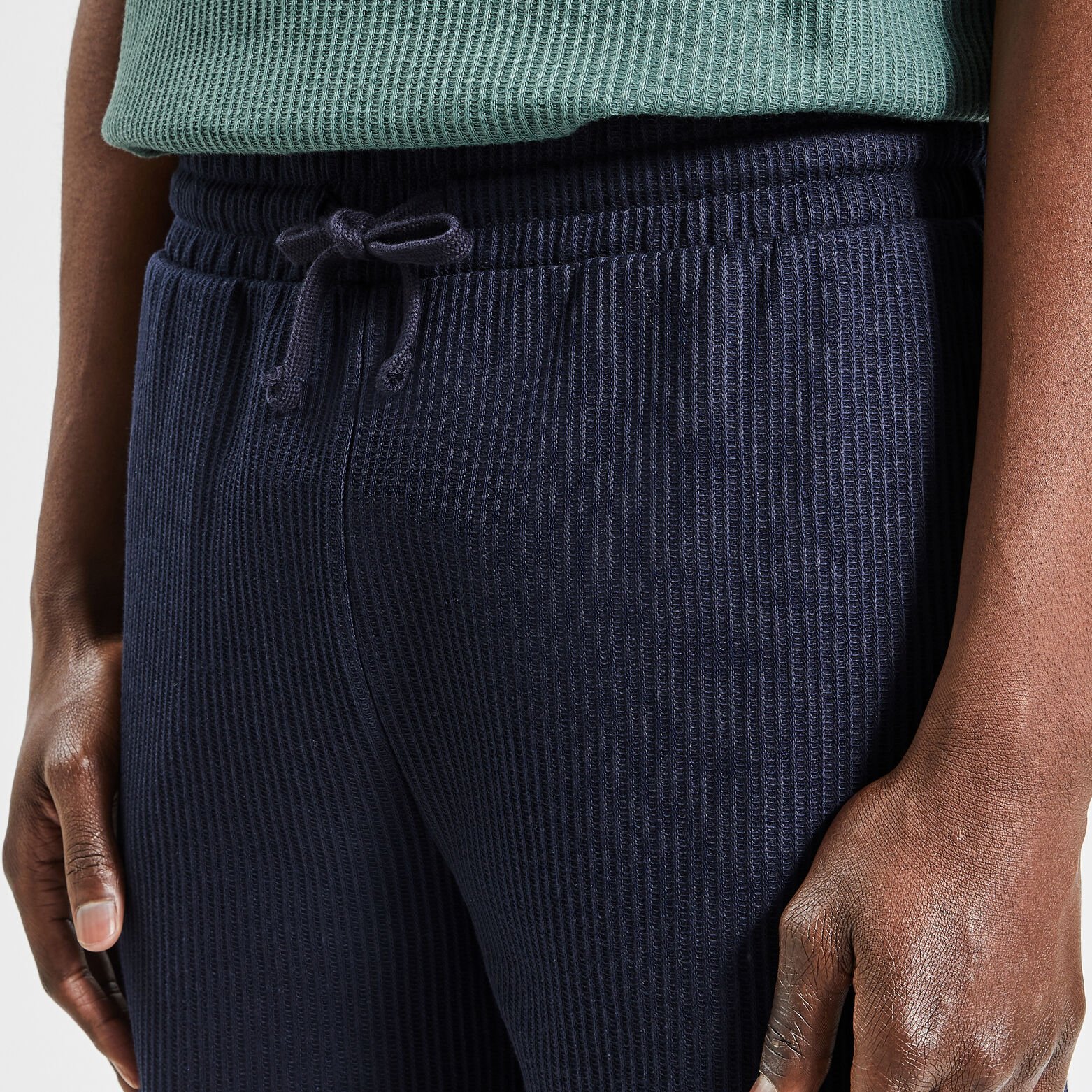 Short en maille matière gaufrée Bleu foncé