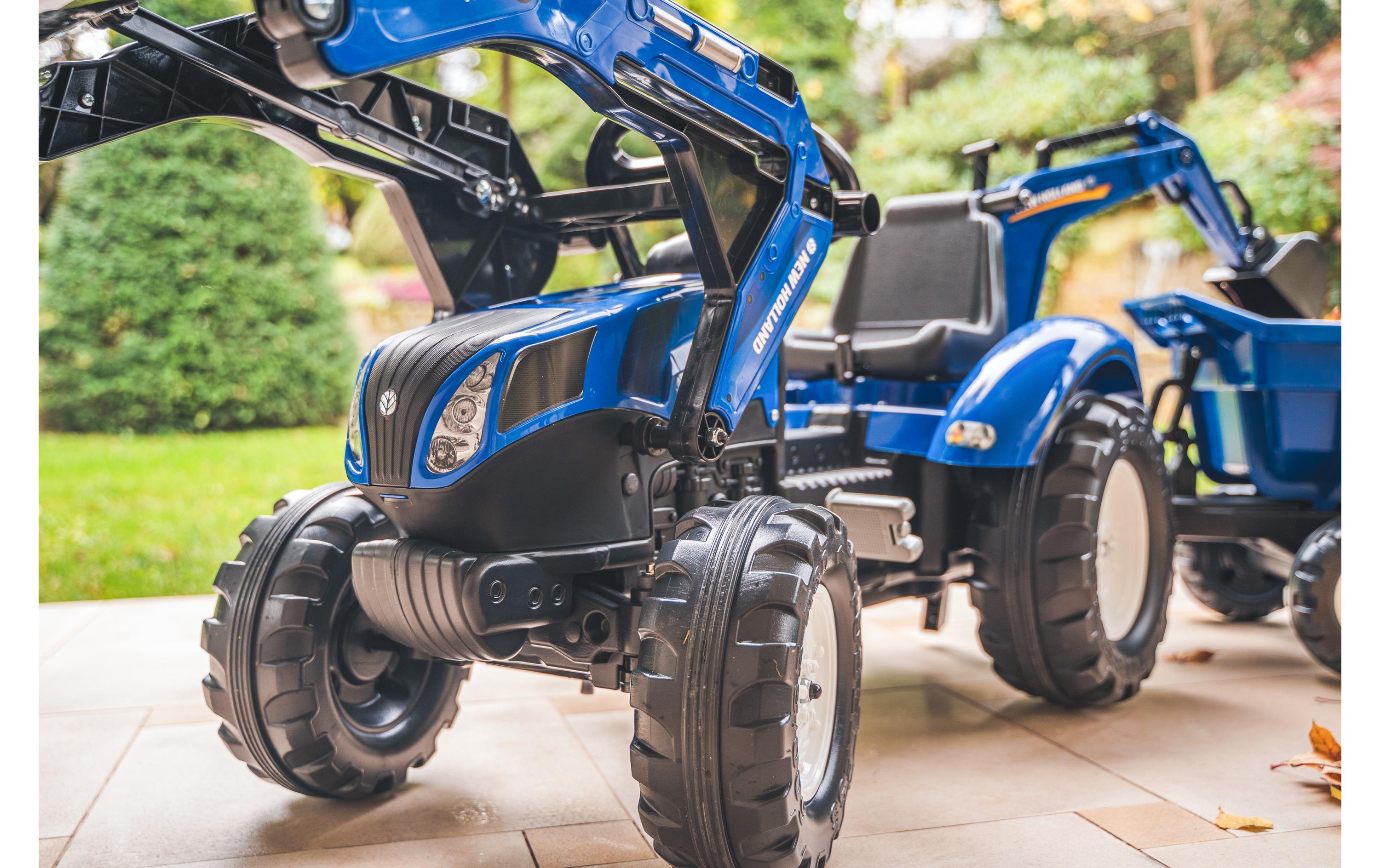 New Holland Traktor + Anh. XXL<br>Baggerlader mit Maxi-Bagger und Kippanhänger