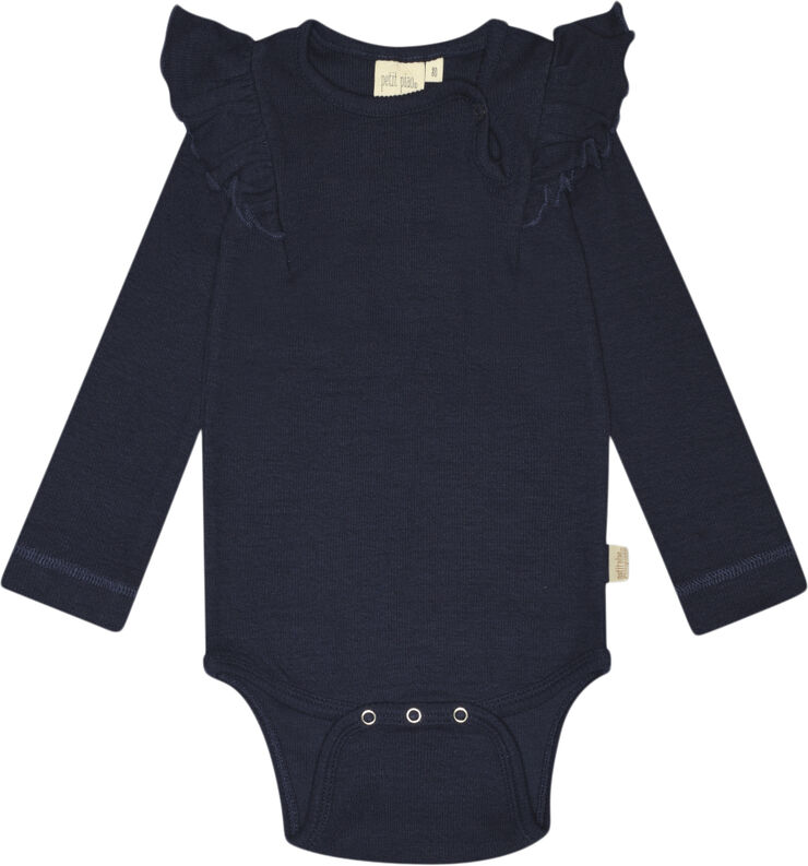 PETIT PIAO Body L/S Modal Frill Indigo plum