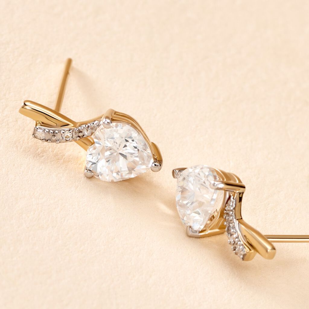 Boucles D'oreilles Puces Clothilde Or Jaune Oxyde De Zirconium