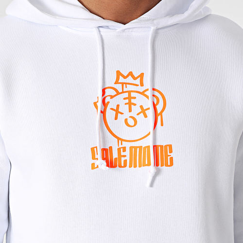 Sweat Capuche Nounours King Blanc Orange
