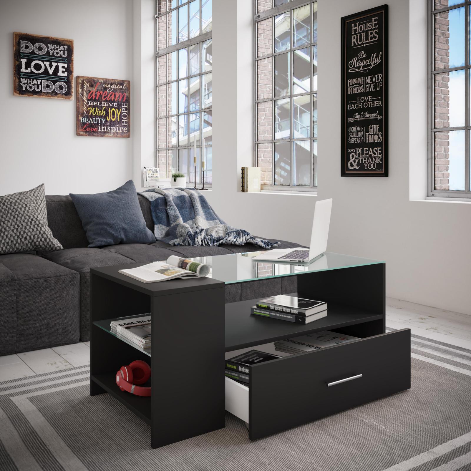 Couchtisch TINDALA - schwarz - Schubkasten - 100 cm
