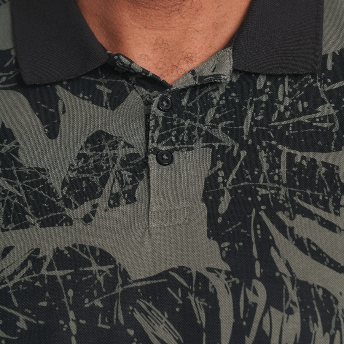 VanVaan Herren Poloshirt mit Allover-Muster oliv / grün