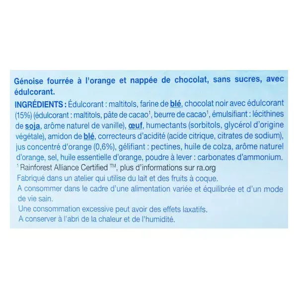 Bolo de chocolate e laranja sem açúcar Gerblé 140g