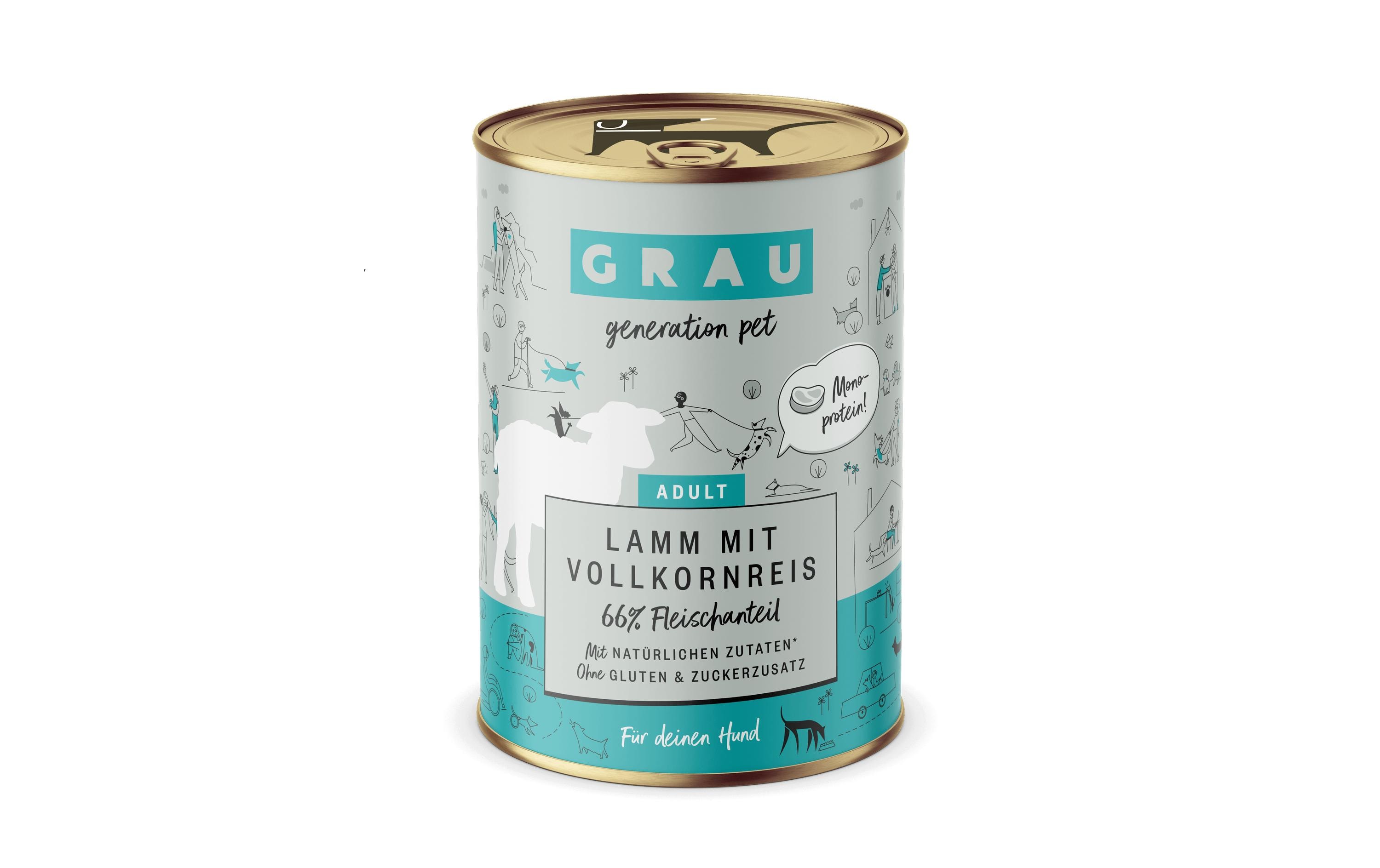 Nassfutter Lamm und Vollkornreis 400 gAlleinfuttermittel für ausgewachsene Hunde