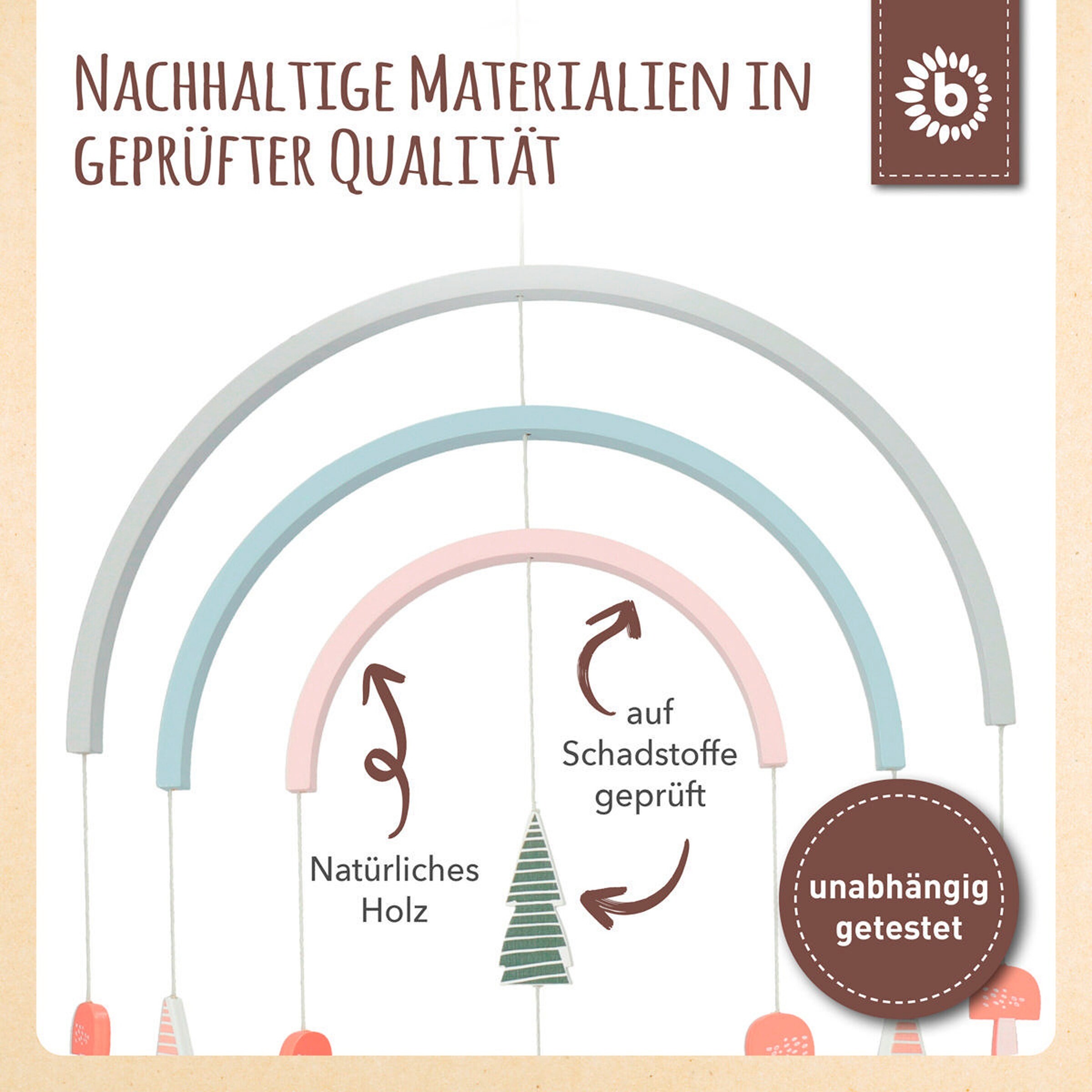 Bieco Mobile Holz Igel - ab Geburt Mehrfarbig