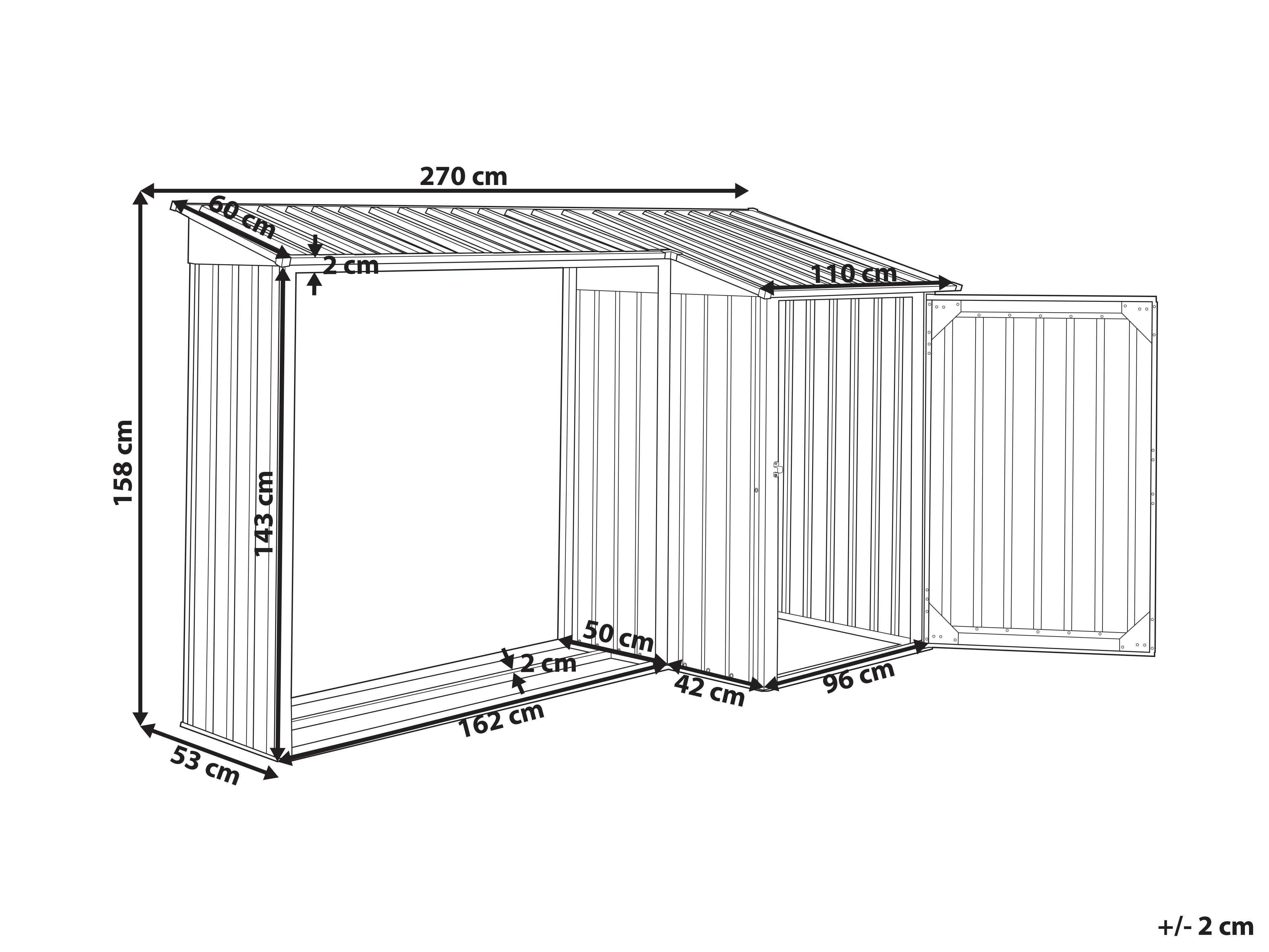 Gereedschapsschuur AOSTA 270 cm 105 cm Zwart