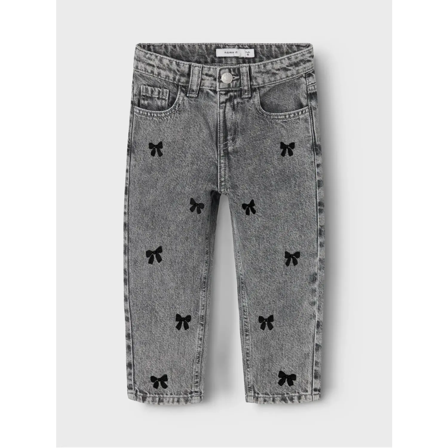 Name it | NMFBELLA MOM EMB JEANS 3285-BE NOOS | Medium Grey Denim BLACK BOW EMB
