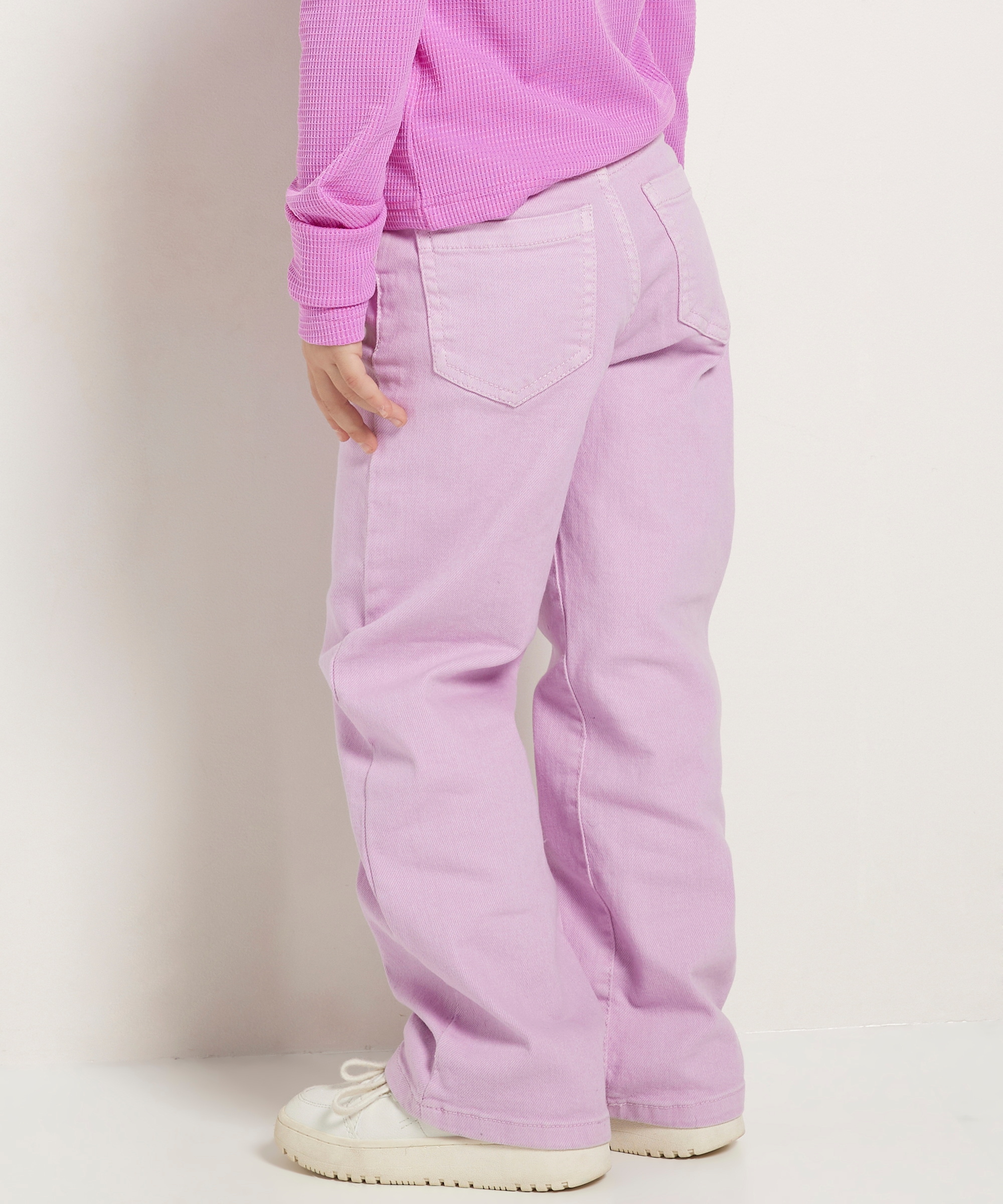 wide fit stretch twill broek
