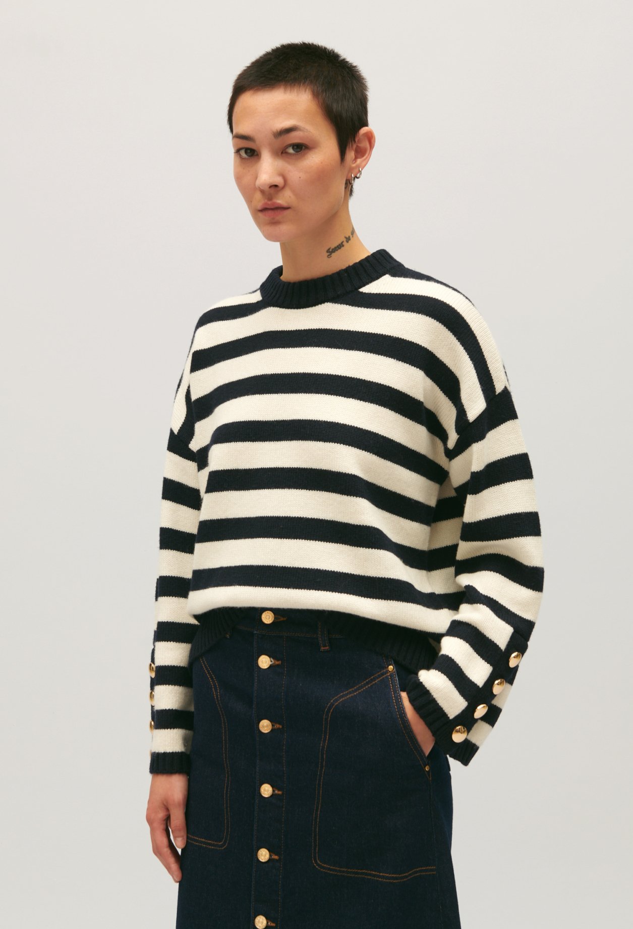 Pull ample rayures bicolores