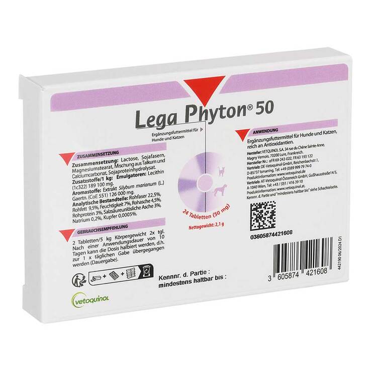 Lega Phyton 50 Erg.Futterm.Tabletten für Hunde / Katzen, 24 St