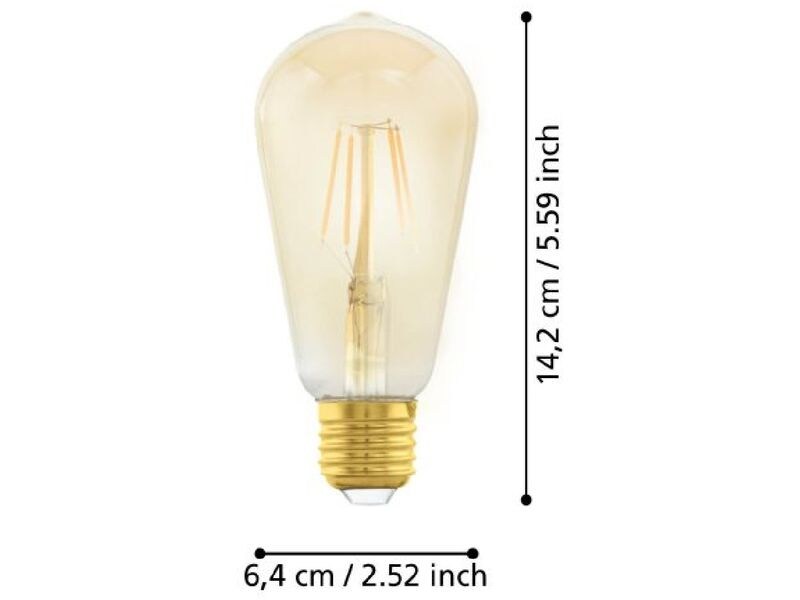 EGLO Leuchten Lampe 4 W E27 Warmweiss Filament LED-Glühbirne in antikem Vintage Design