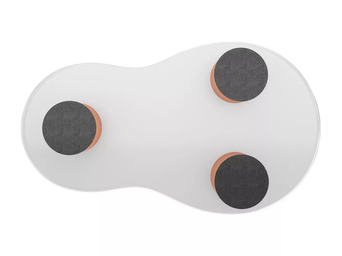 Tables basse en forme de nuage - L 99,5 x l 43-58 x H 35.5 cm - plateau en MDF peint et pieds en PVC - Blanc + orange