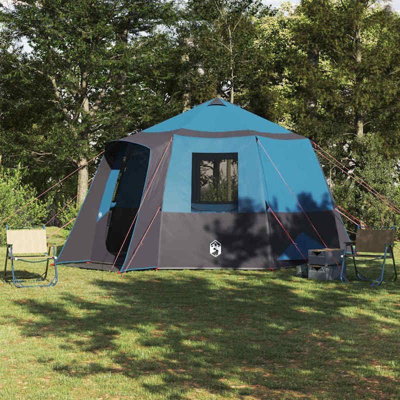 Pavillon-Rahmen Hütten-Zelt 405 x 405 cm mit Dach - Blau/Grau - 185T Polyester mit PU-Beschichtung - Wetterfest & Langlebig für Garten, Camping & Outdoor