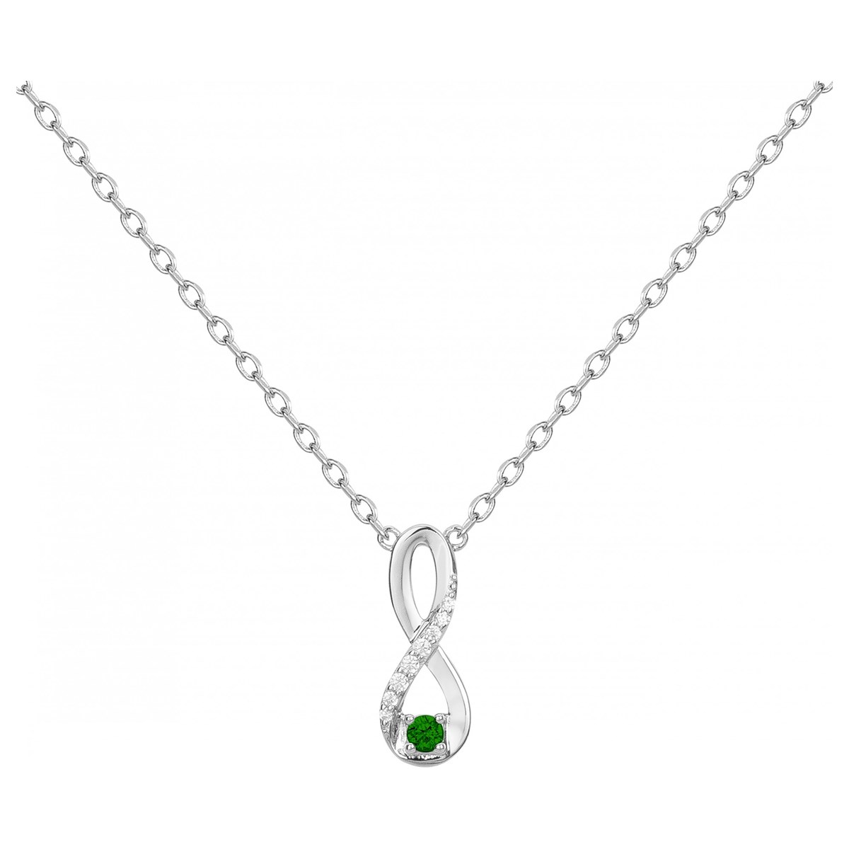 Collier mono-motif en Argent avec oxyde de zirconium vert emeraude