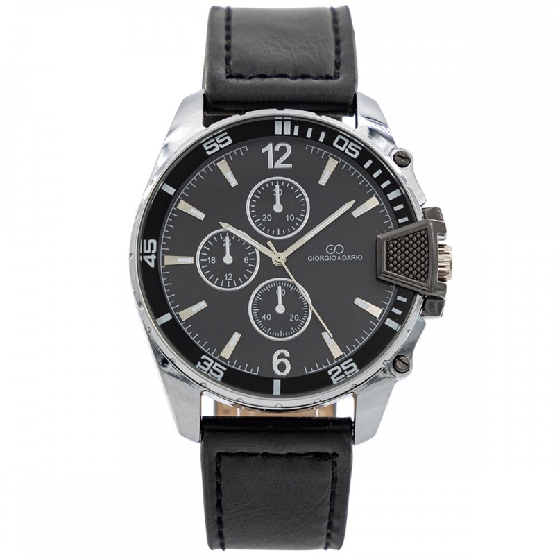 Coffret montre Homme GIORGIO bracelet Cuir Noir