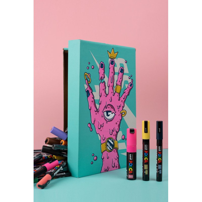 Marqueur Posca PC5M couleurs chaudes assorties pointe conique 1,8 à 2,5 mm - Étui de 8