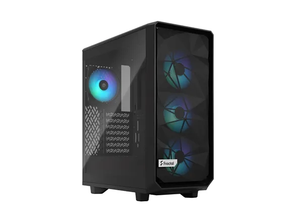 Fractal Design Meshify 2 Compact Lite - Mid tower - ATX - sidepanel med vindue (hærdet glas) - ingen strømforsyning (ATX) - sort TG-lystone - USB/Lyd