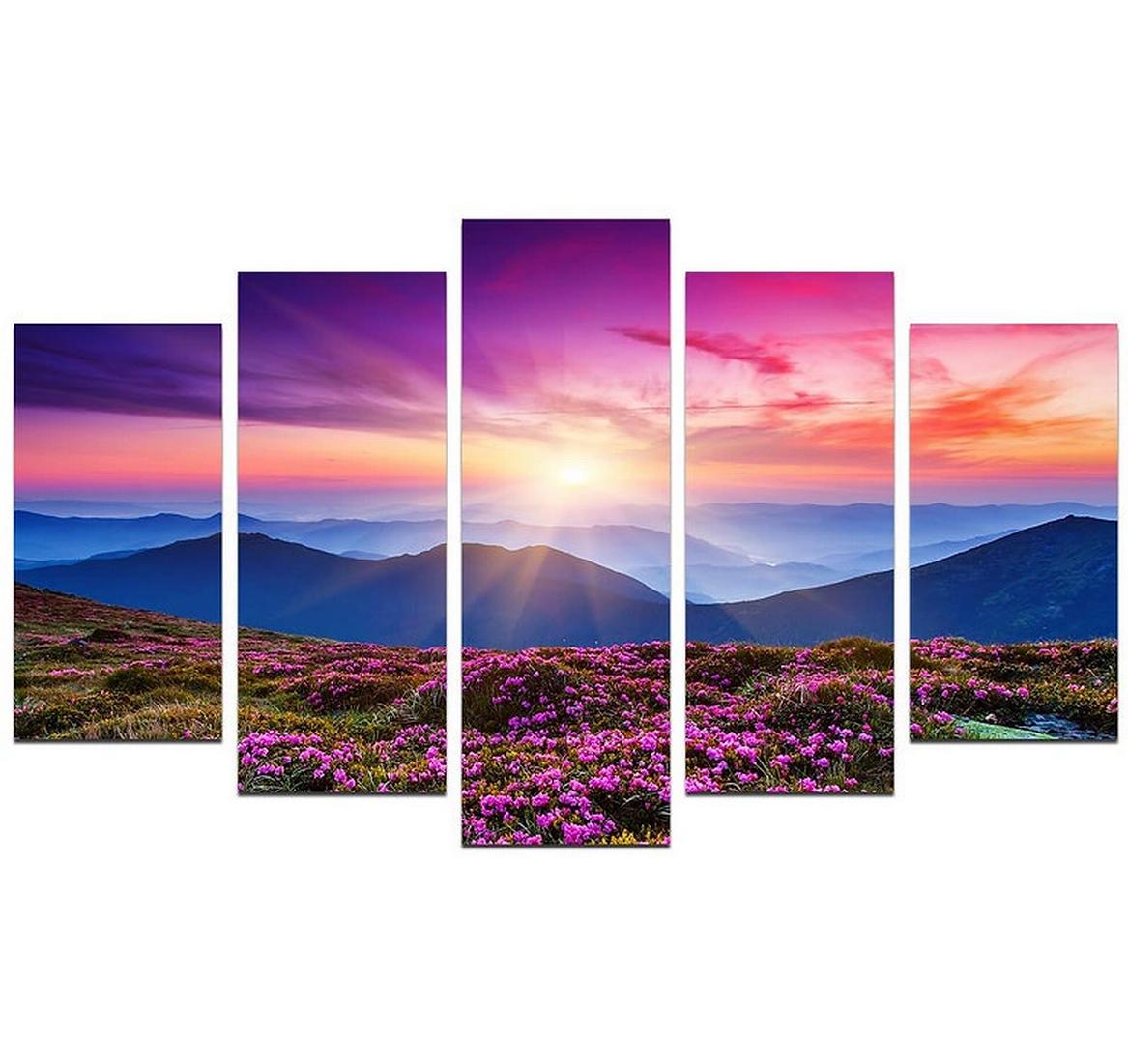 Bild Mountain Flowers 5-teilig, 110 x 60 cmDekorative Wandmalerei