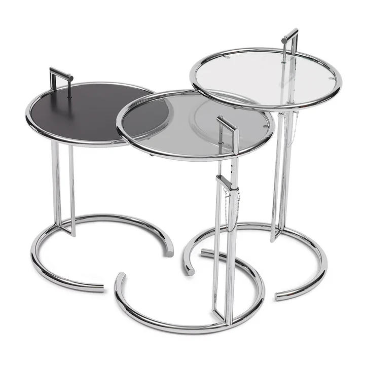 ClassiCon - Adjustable Table E1027, chrom / Parsolglas grau