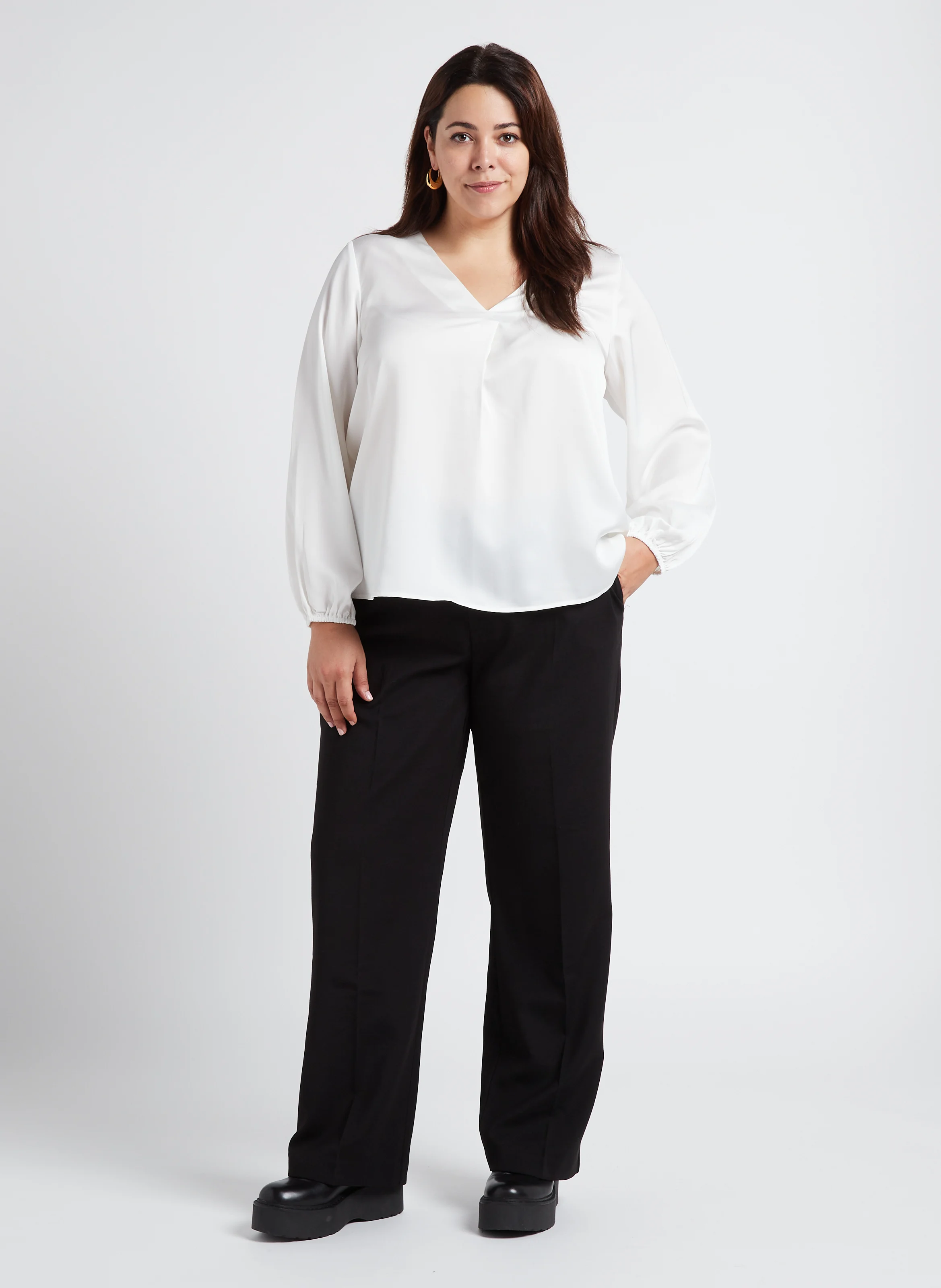 Pantalon droit stretch | Noir