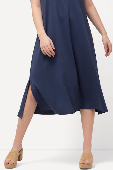 Jersey-Midikleid, V-Ausschnitt, ärmellos, Biobaumwolle