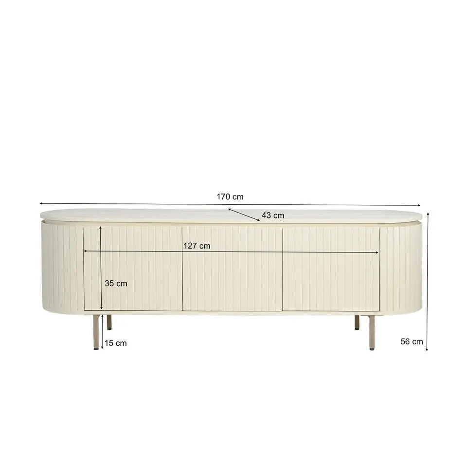 Tv-Meubel Beige Mangohout - Metaal - 170x43x56cm - Patou
