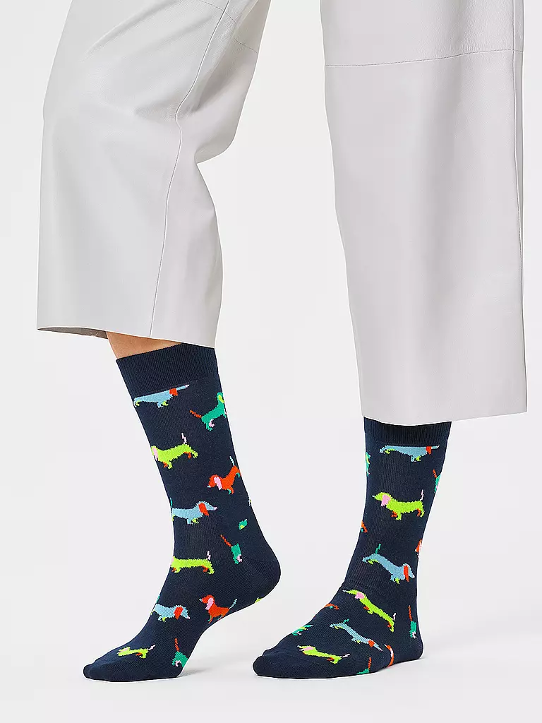 HAPPY SOCKS Damen Socken 36-40 PUPPY LOVE navy dunkelblau