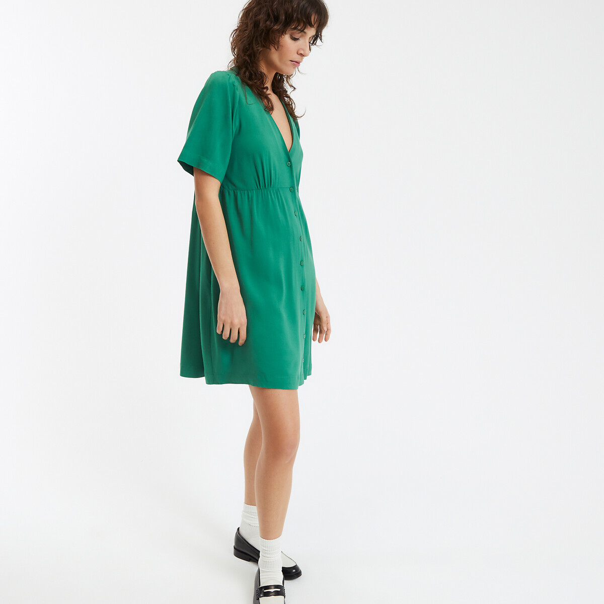 COLEÇÃO LA REDOUTE<br>Vestido curto evasê, decote em V