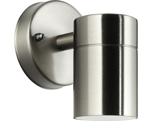 Buitenwandspot, 1-lichts, H 12,5 cm, roestvrij staal