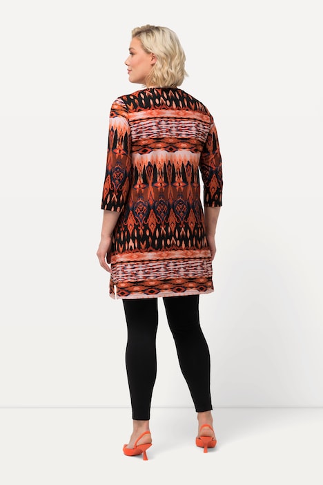 Longshirt, gemustert, Carree-Ausschnitt, 3/4-Arm