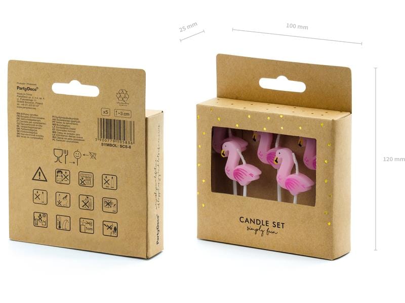 Partydeco Kerze Flamingos 5 Stück Geburtstagskerzen
