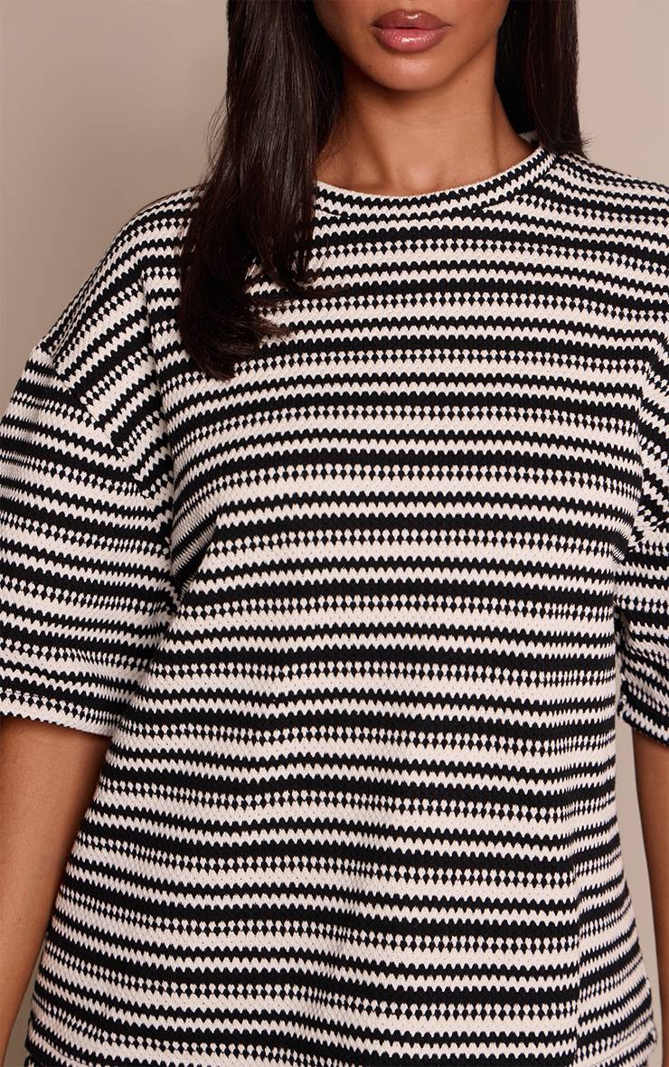 Monochrome T-shirt Boxy À Rayures En Maille Petite Co-ord