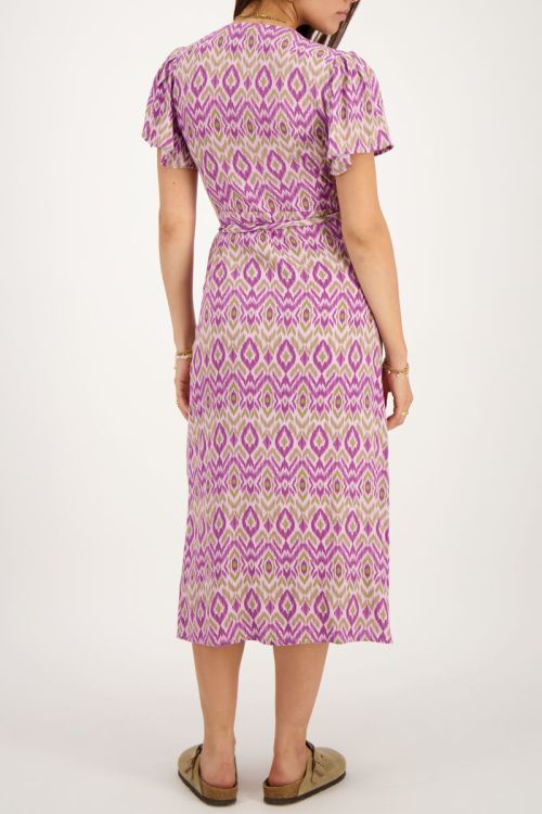 Paarse midi wikkeljurk met aztec print
