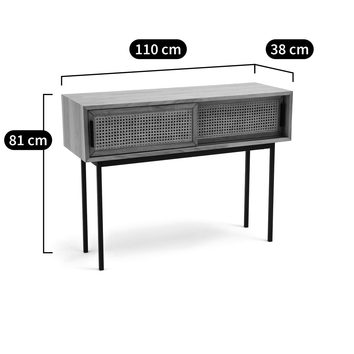 LA REDOUTE INTERIEURS<br>Mesa de parede em carvalho, portas em rattan Waska
