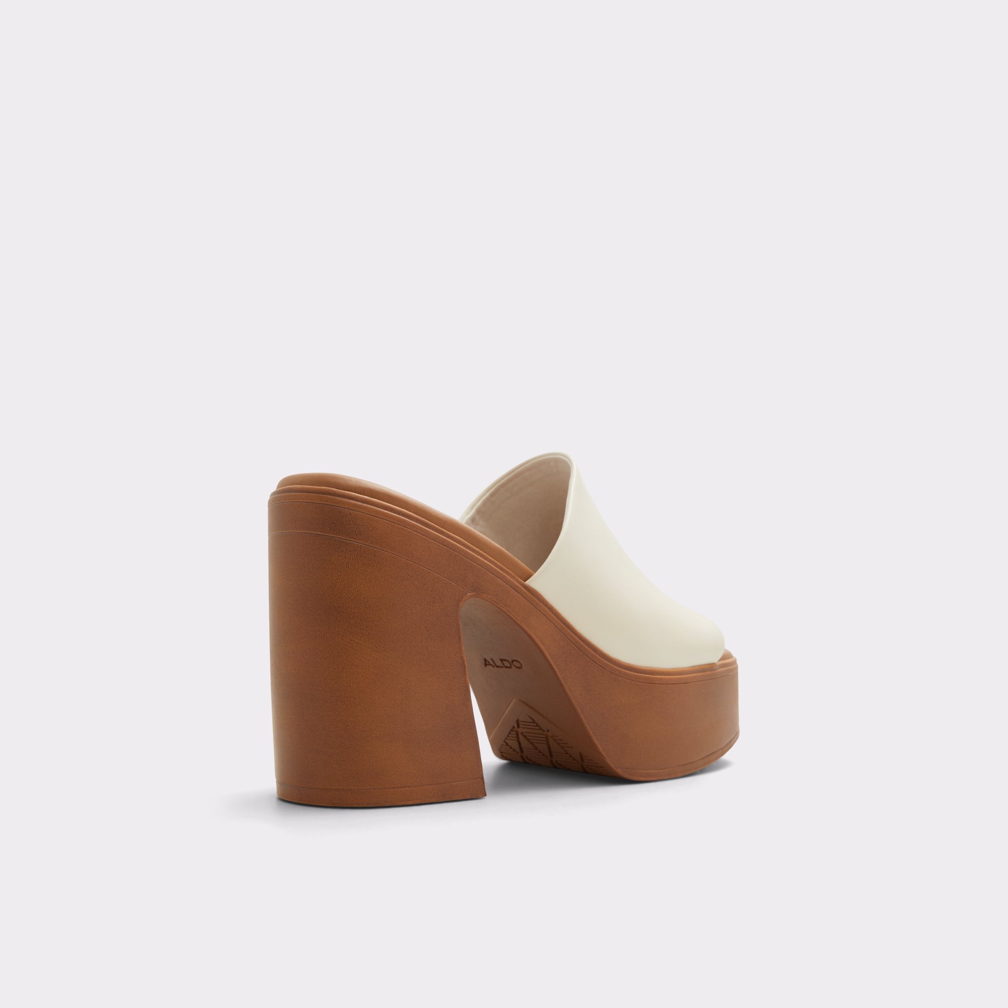 Maysee White Leather Smooth Women Mule Shoes