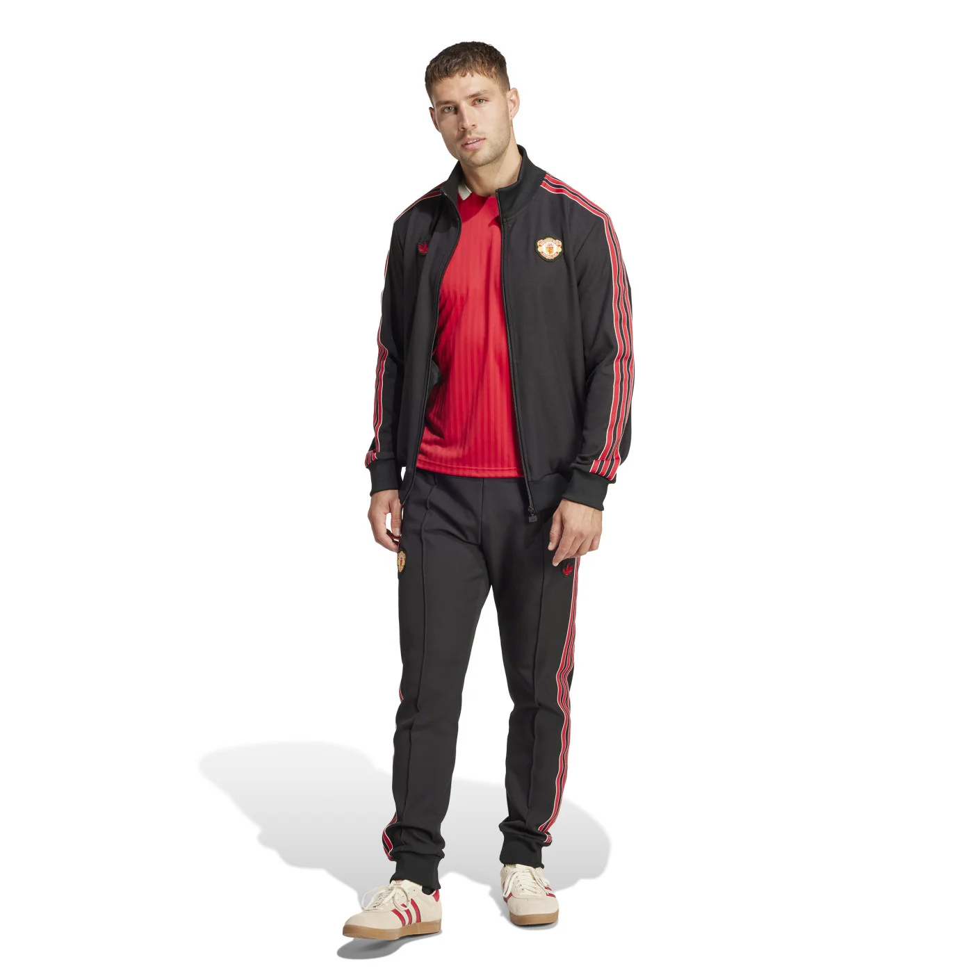 Adidas Manchester United Icon Trainingsjack 2024-2025 Zwart Rood