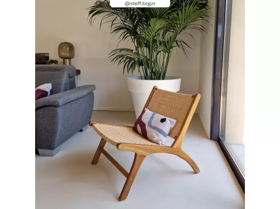 Fauteuil en bois de teck et tressage chevron en rotin - Kilka