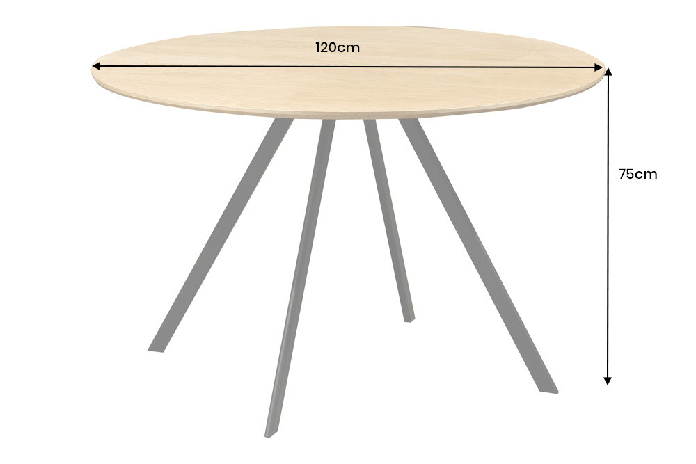Runder Esstisch ATELIER 120cm natur Eiche schwarz Metall