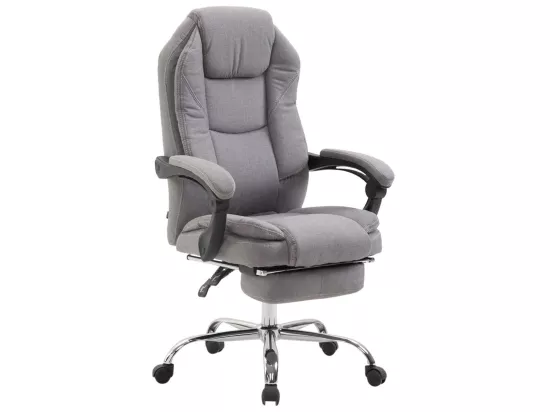 Chaise de bureau - Tissu & Métal chromé - Gris - Castle