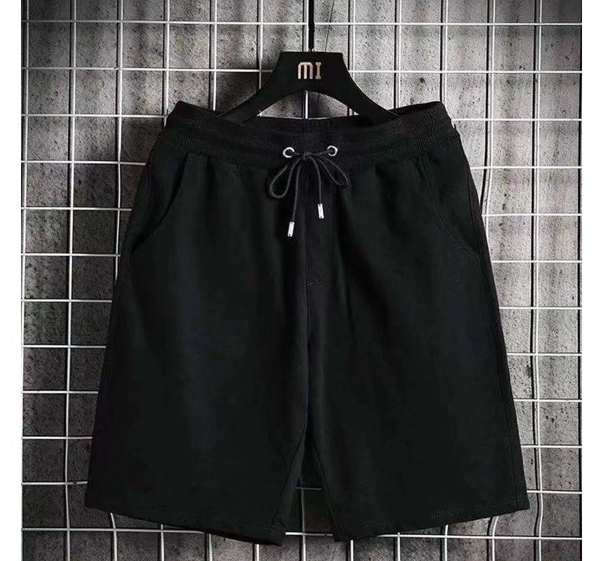 Acrius - Mid Rise Plain Drawstring Shorts