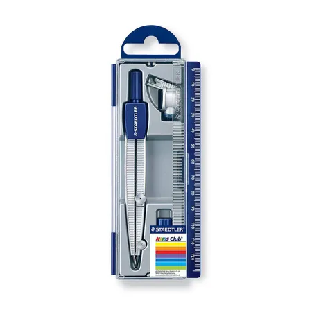 STAEDTLER® 550 60 Noris Club Schulzirkel 550, mit Bleieinsatz, im Klappdeckeletui, silber