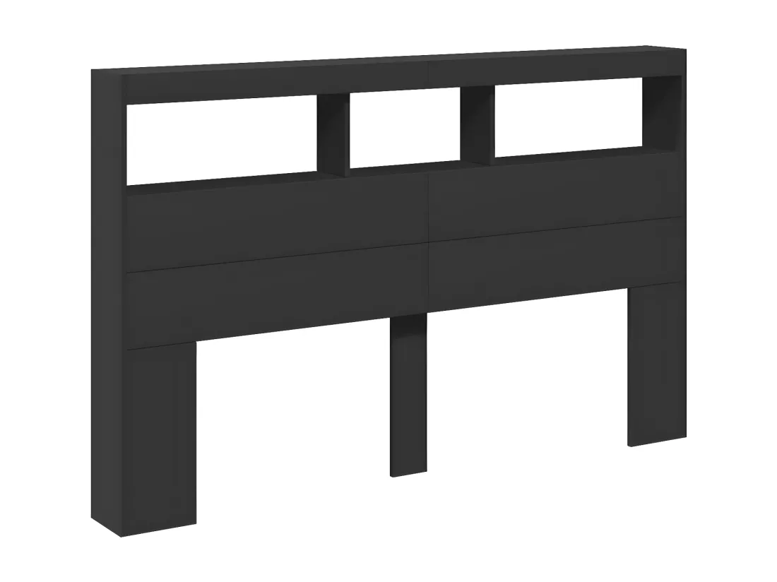 Armoire tête de lit avec LED noir 160x17x102 cm