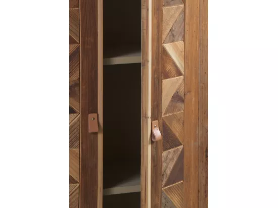 Armoire en frêne plaqué avec façade en bois recyclé