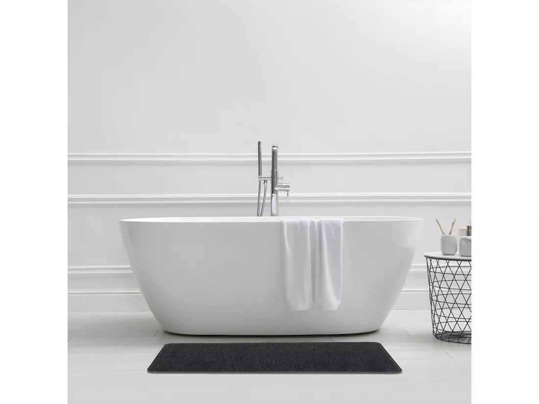 Tapis de bain uni en polyester chocolat 60x120cm