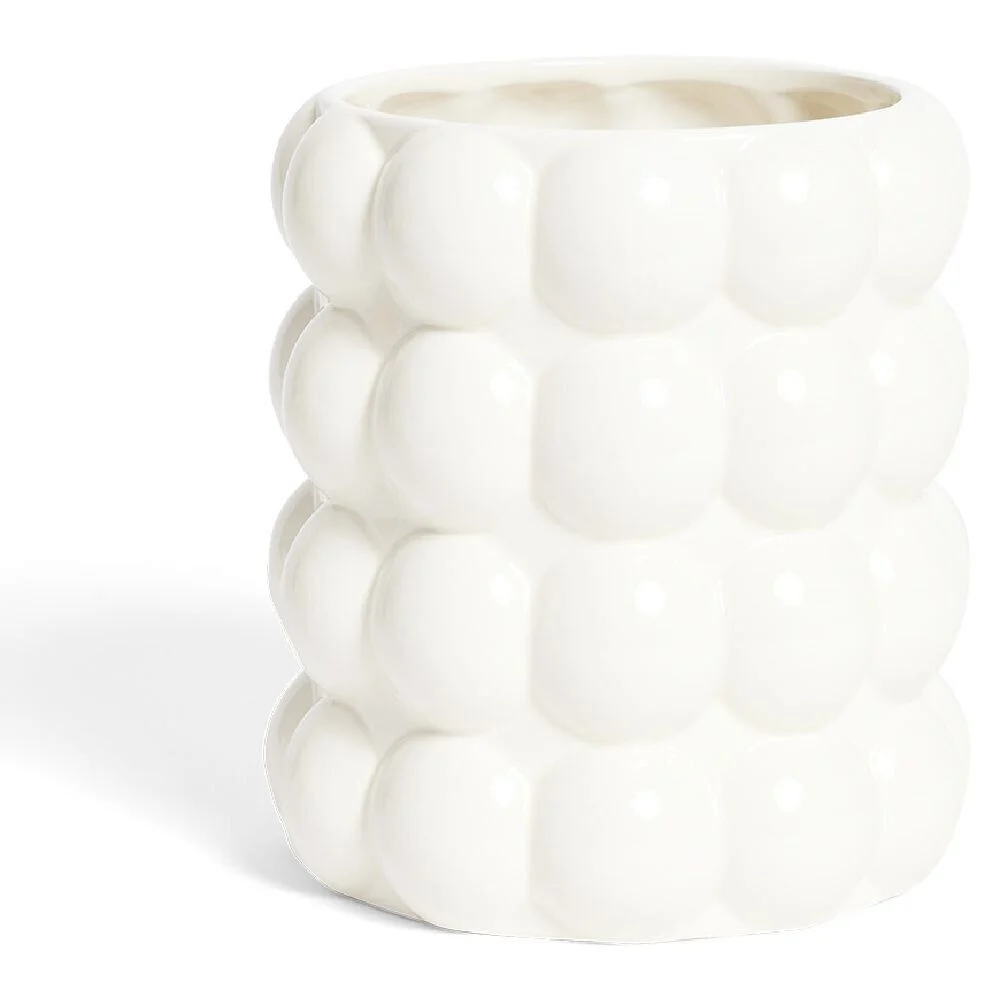 Cache pot intérieur forme bulle céramique blanc Ø21xH23cm